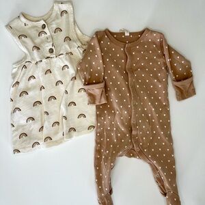 Quincy Mae & Riley and Cru neutral baby girl set 0-3 months
